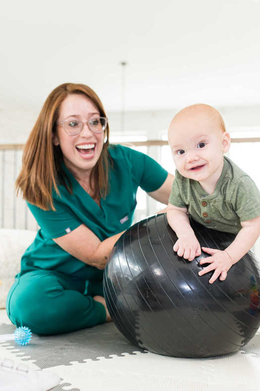 pediatric physical therapy, Dr. Amie Dougherty, tummy time on exercise ball